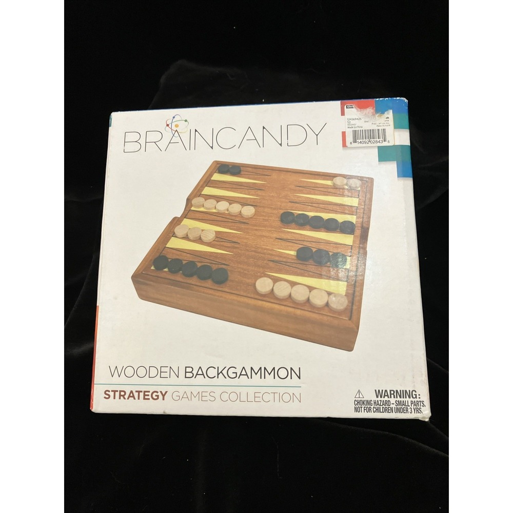 BrainCandy Wooden Backgammon Strategy Game Brown Wood BC5021WBG NIB